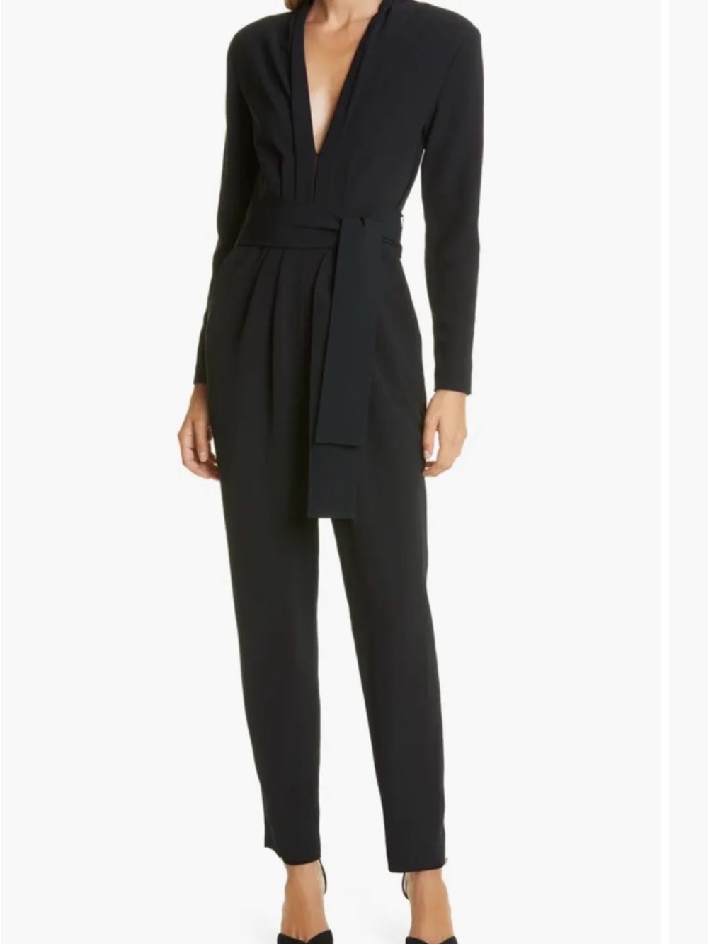 NWT Sz 00 A.L.C. Black Long-Sleeve Wrap Jumpsuit